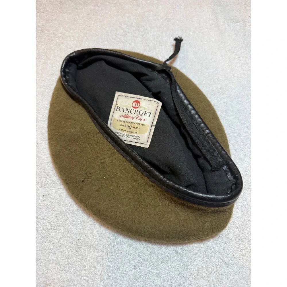Bancroft Military Caps Olive Green Wool Beret US Military Spec A-A-55184